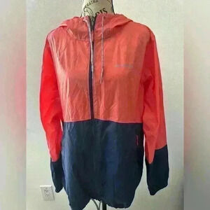 Columbia Flash Forward Coral Blue long Sleeve Windbreaker Zip Hooded Jacket L